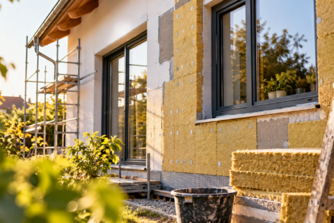 Hausrenovierung im goldenen Abendlicht
