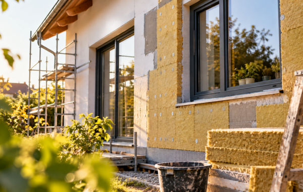Hausrenovierung im goldenen Abendlicht