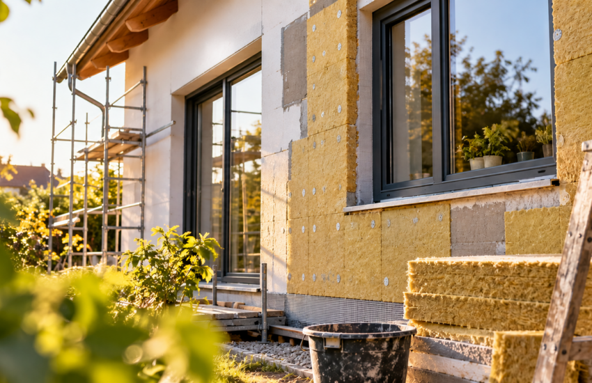 Hausrenovierung im goldenen Abendlicht